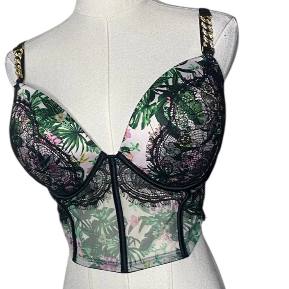 Victoria's Secret Very Sexy Corset 36DD  Push-Up LaceChainStrap Bling Whimsical
